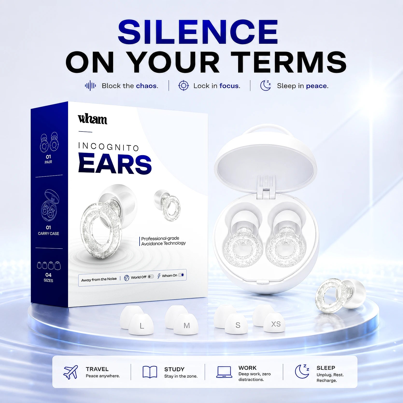 Incognito Ears - Noise Cancelling Earplugs (White)